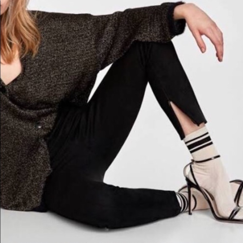 Zara Trafaluc Collection velvet leggings.